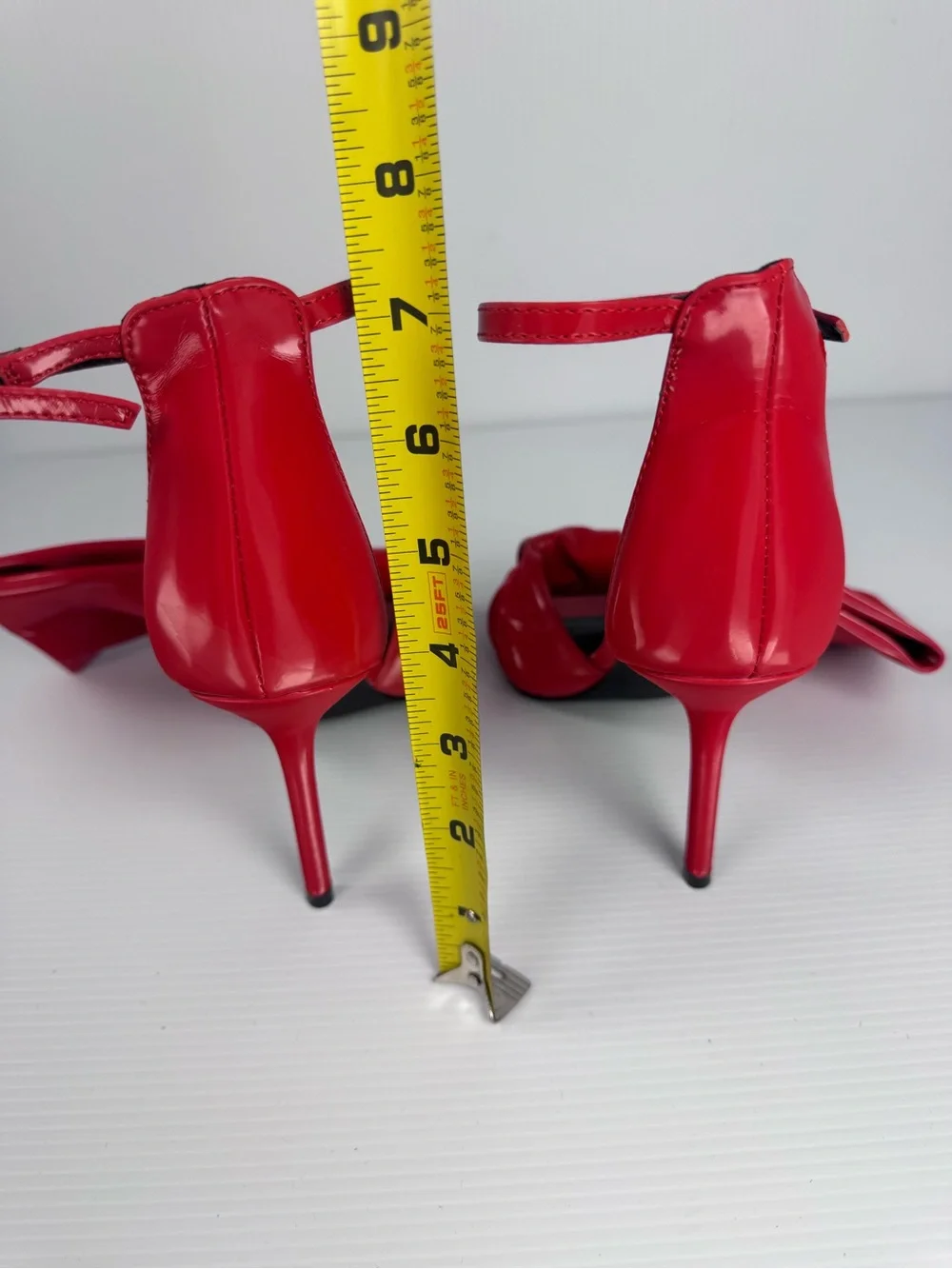 Azalea Wang Red Patent Bow Heels Ankle Strap Stiletto Sandals NIB Sz 6.5, 7, 8